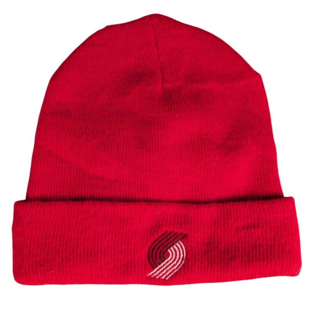 NBA Portland Trail Blazers Cuffed Knit Beanie Red Embroidered Logo Hat 4385‎